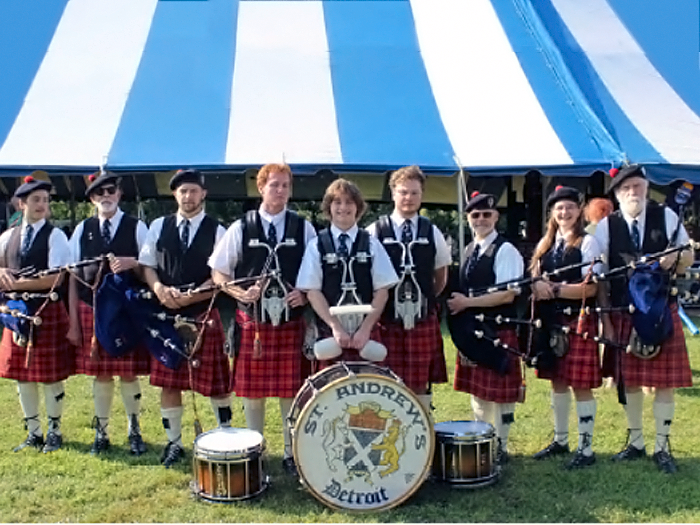 Pipe and drum button